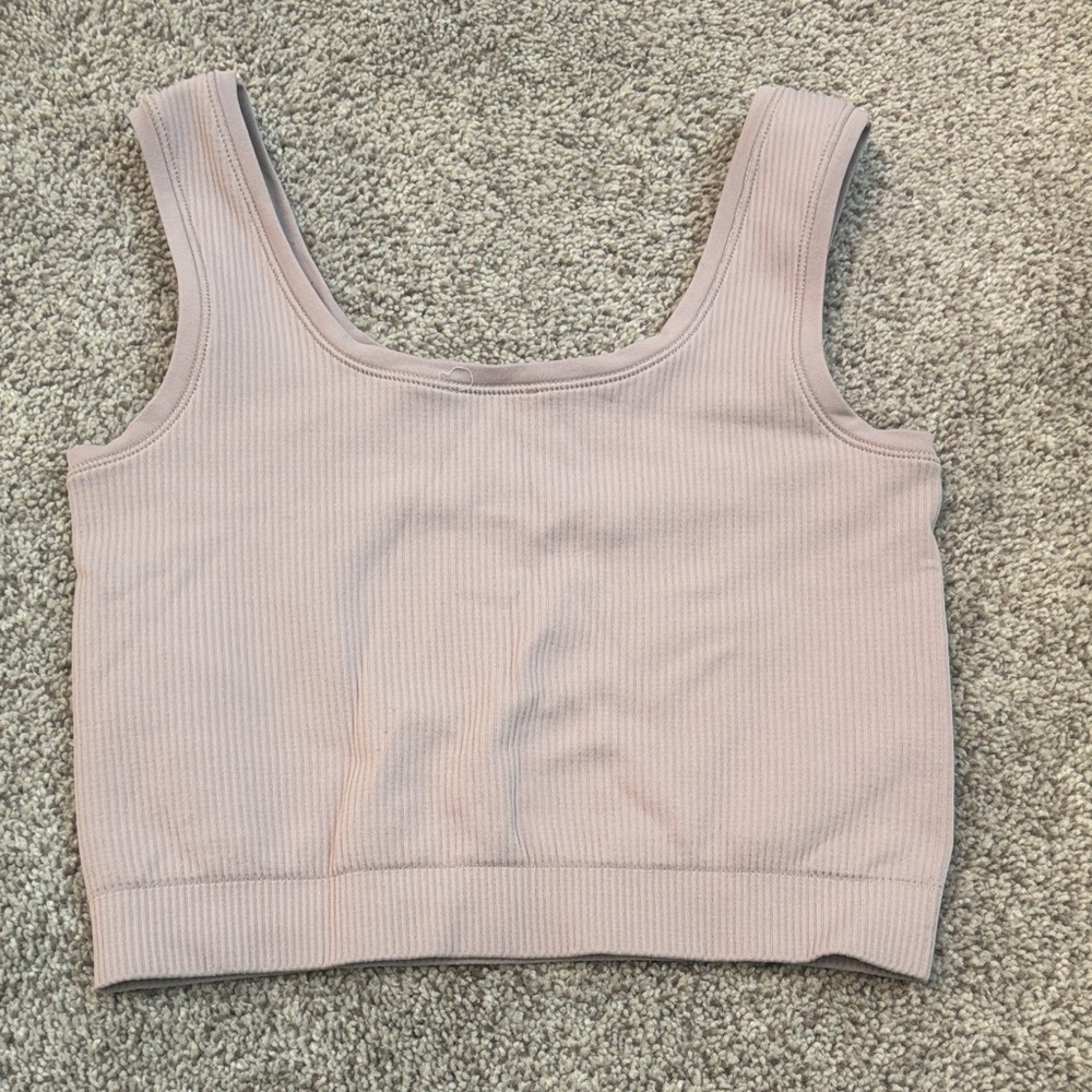 Athleta Ribbed Crop Top in Light Pink